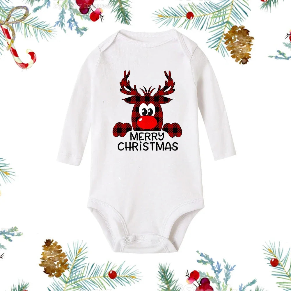 My First Christmas Baby Romper β Newborn White Long Sleeve Bodysuit with Cartoon Snowman Print, Infant Baptism Outfit & Xmas Gift