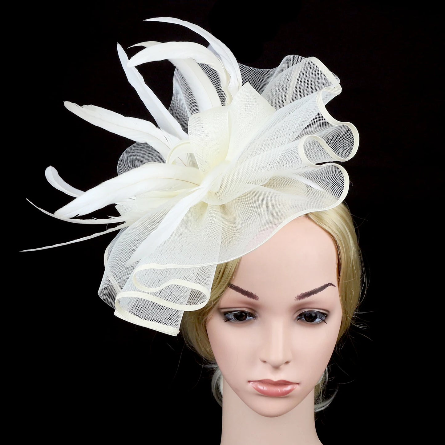 Lady's Flower Fascinator Headband β Elegant Pillbox Hat with Veil & Feather for Cocktail, Tea Party & Special Events