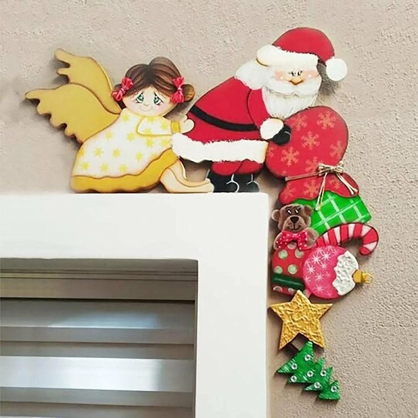 2025 Wooden Christmas Door Hanging Ornaments โ Festive Wall & Door Decor for Home, Merry Christmas & Happy New Year