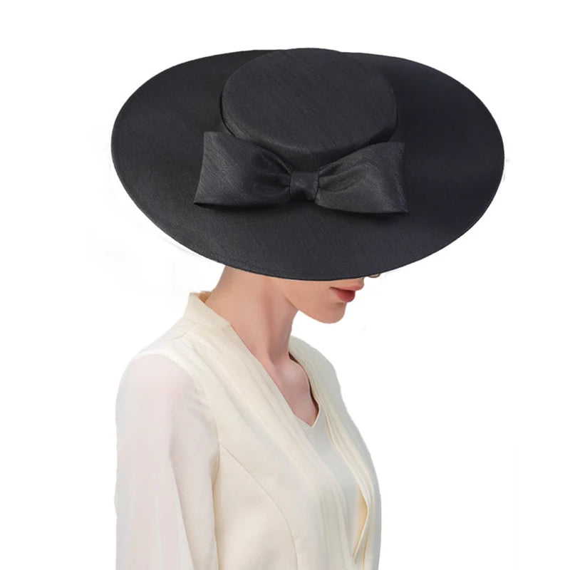 Wide Brim Church Fascinator Hat β Elegant Big Bowknot Fedora for Women, Kentucky Derby, Weddings & Tea Parties