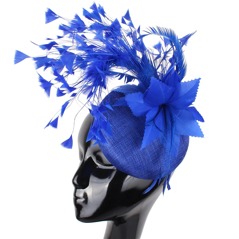 Elegant Red Wedding Fascinator Hat β Imitation Sinamay Feather Headpiece, Vintage Bridal Hair Accessory for Women