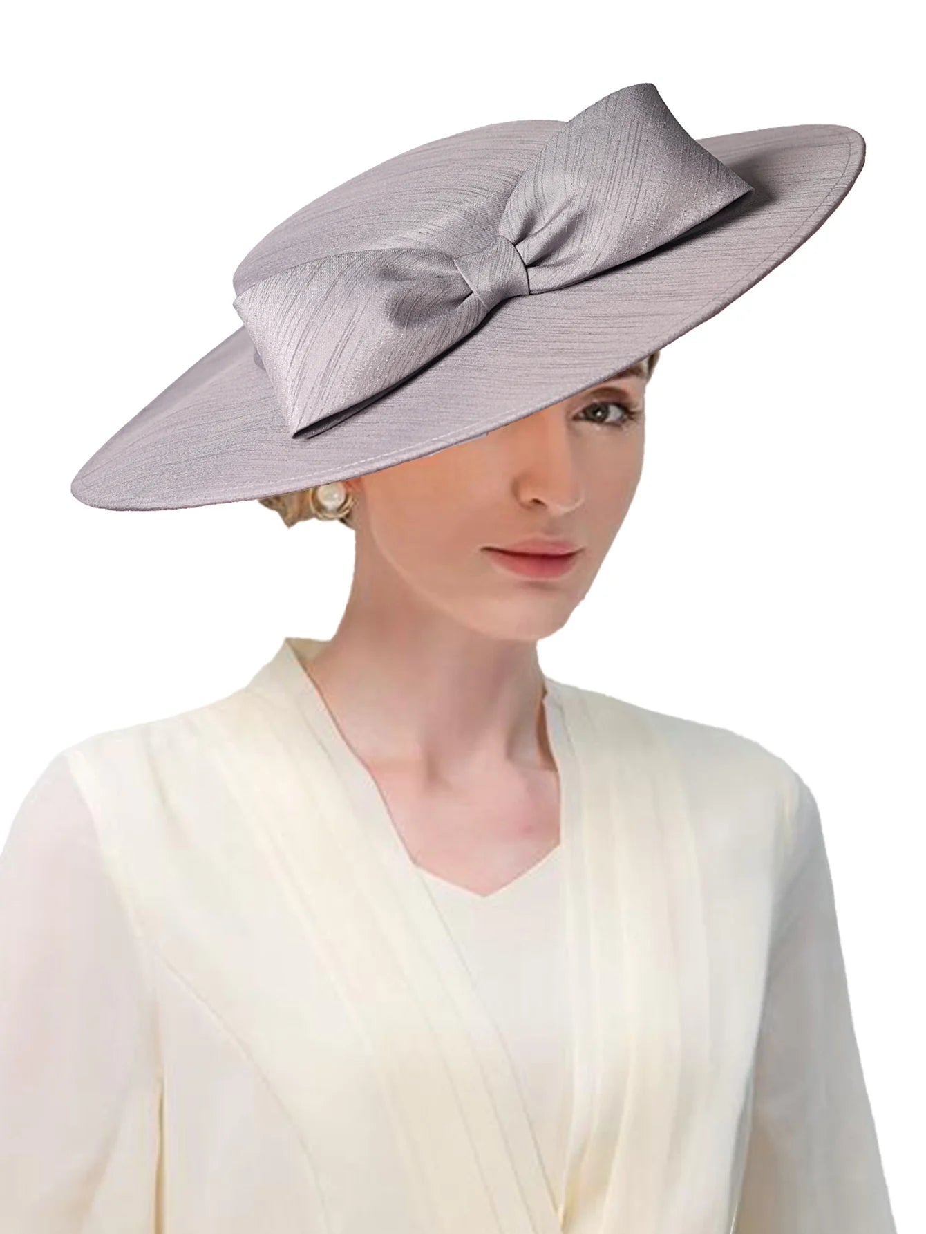 Wide Brim Church Fascinator Hat β Elegant Big Bowknot Fedora for Women, Kentucky Derby, Weddings & Tea Parties