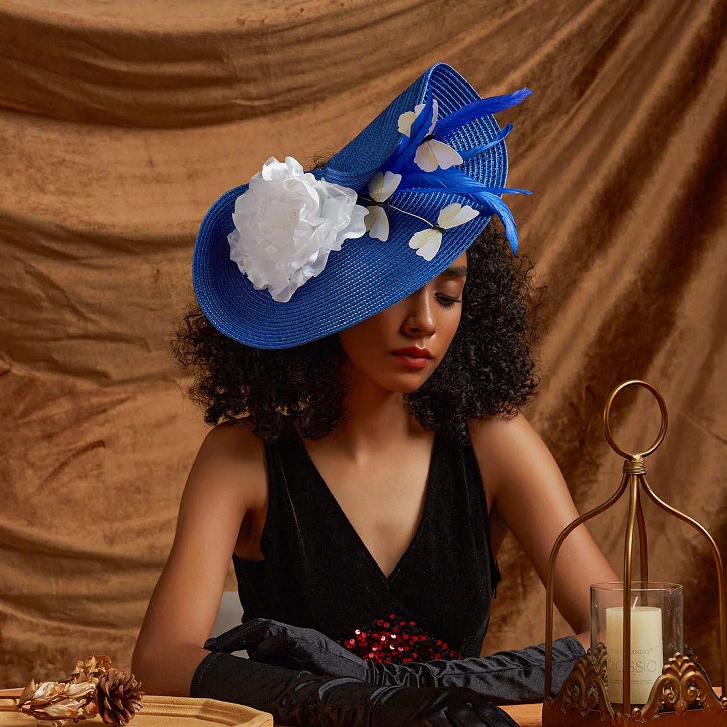 Women’s Fancy Fascinator Hat with Butterfly & Feather – Multicolour Floral Kentucky Derby, Tea Party, Church Wedding & Formal Event Headpiece