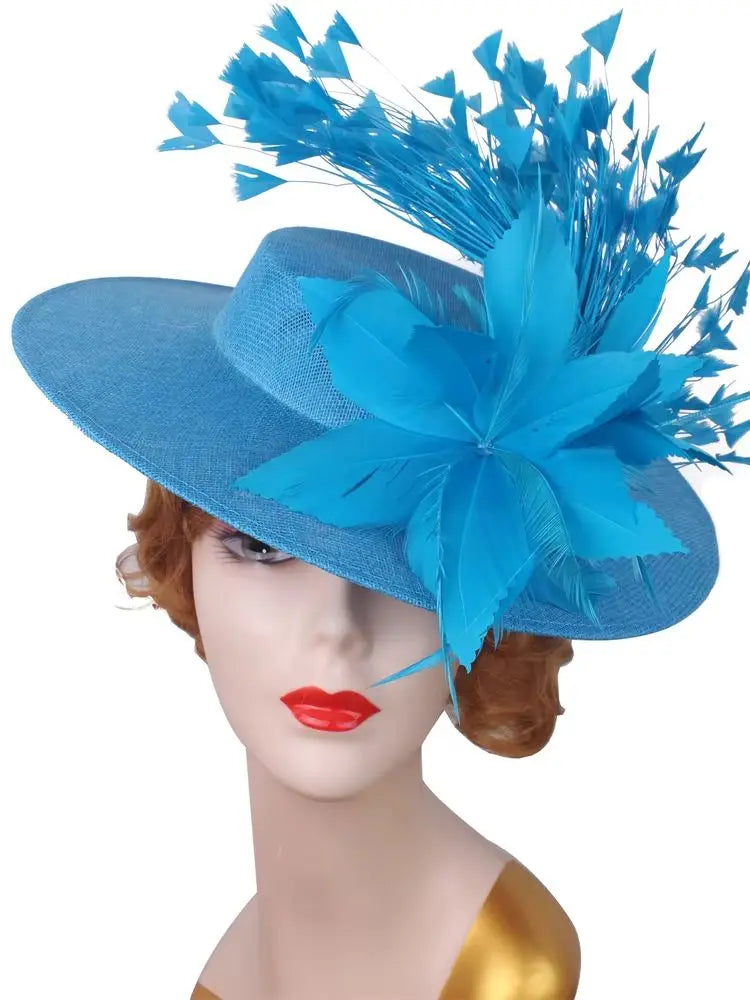 Elegant Flower Fascinator Hat with Feathers – Women’s Pillbox Headband for Weddings, Kentucky Derby & Special Events