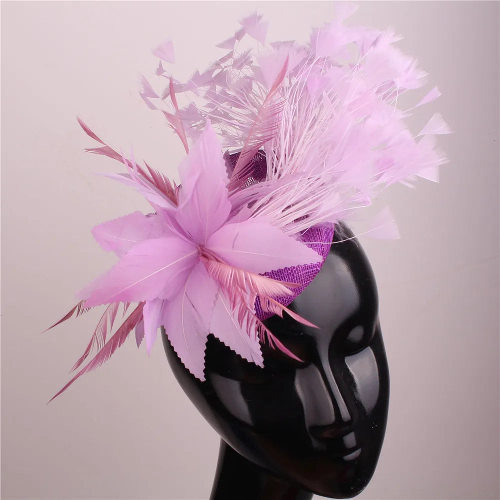 Elegant Red Wedding Fascinator Hat β Imitation Sinamay Feather Headpiece, Vintage Bridal Hair Accessory for Women
