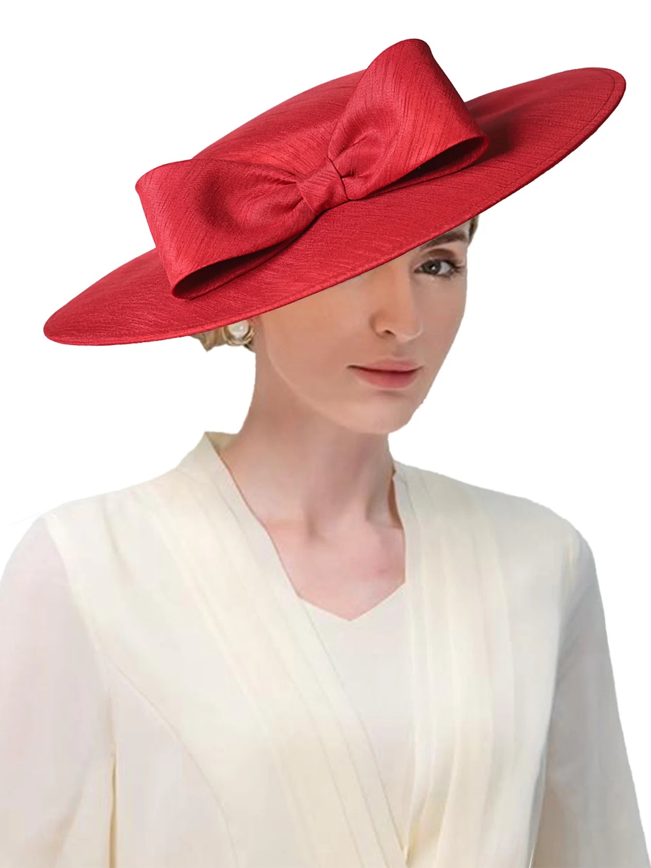 Wide Brim Church Fascinator Hat β Elegant Big Bowknot Fedora for Women, Kentucky Derby, Weddings & Tea Parties