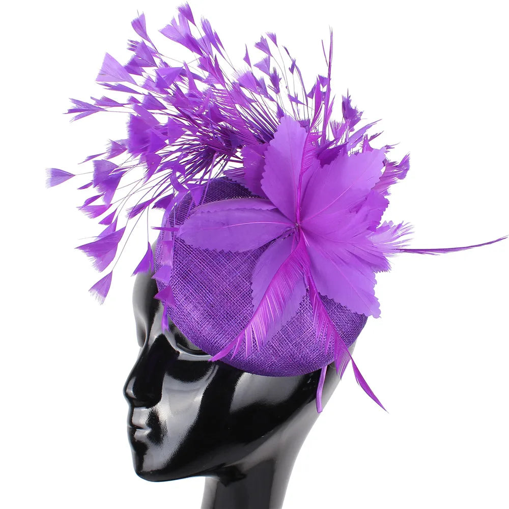 Elegant Red Wedding Fascinator Hat β Imitation Sinamay Feather Headpiece, Vintage Bridal Hair Accessory for Women