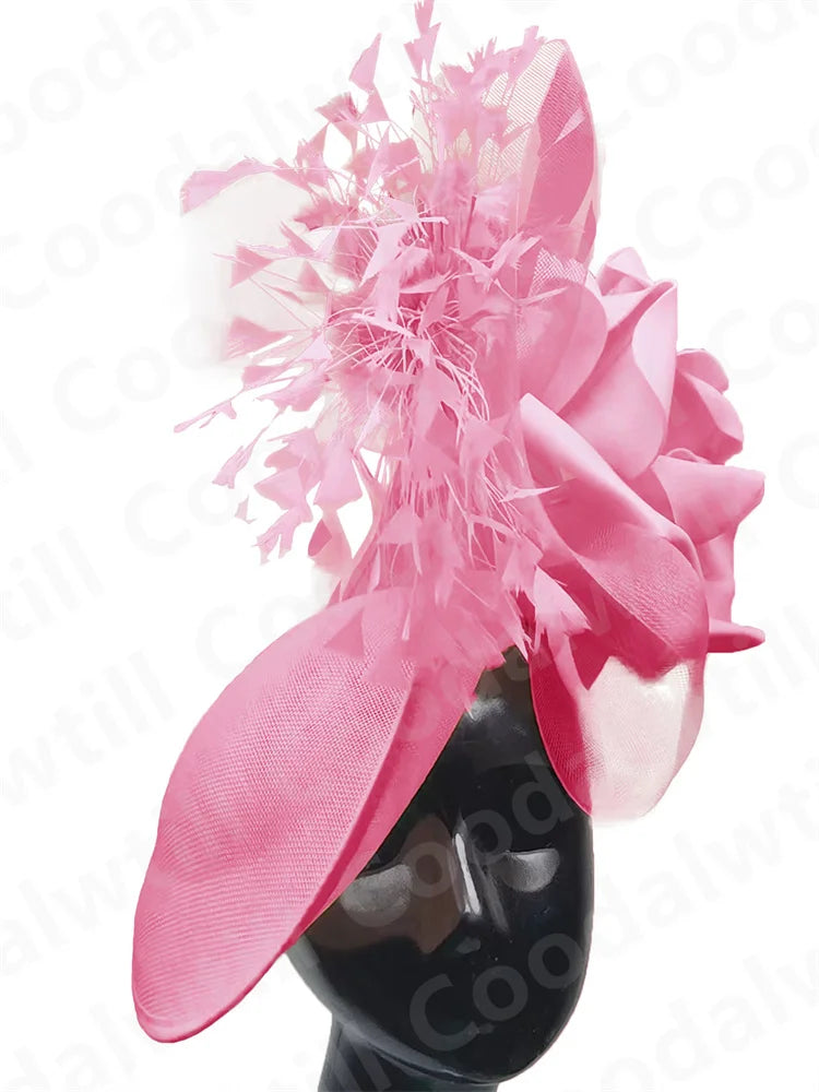 Elegant Big Flower Wedding Fascinator Hat – Women’s Formal Cocktail, Tea Party, Church Headpiece with Headband, Ladies Derby Millinery Cap