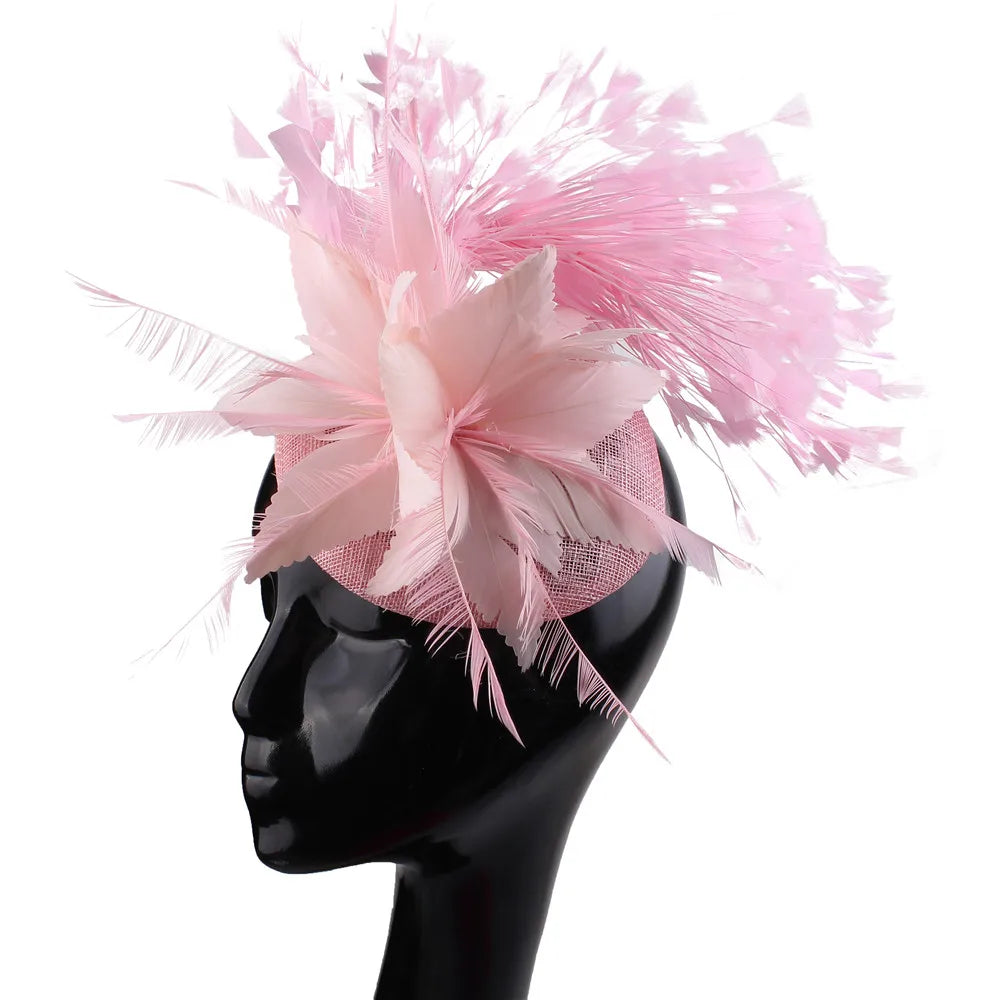 Elegant Red Wedding Fascinator Hat β Imitation Sinamay Feather Headpiece, Vintage Bridal Hair Accessory for Women