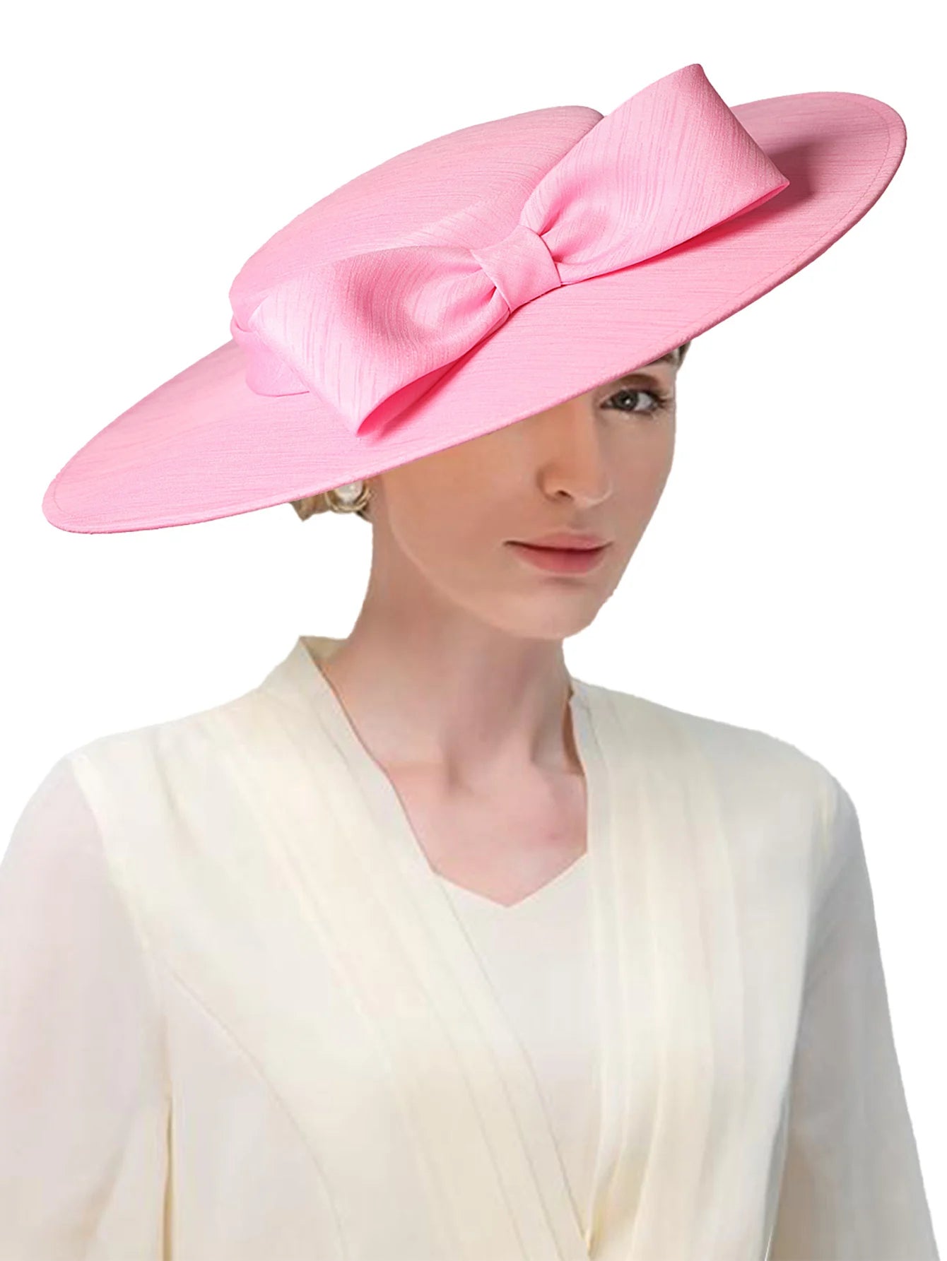 Wide Brim Church Fascinator Hat β Elegant Big Bowknot Fedora for Women, Kentucky Derby, Weddings & Tea Parties