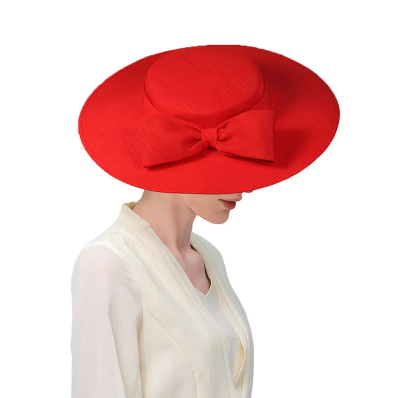 Wide Brim Church Fascinator Hat β Elegant Big Bowknot Fedora for Women, Kentucky Derby, Weddings & Tea Parties