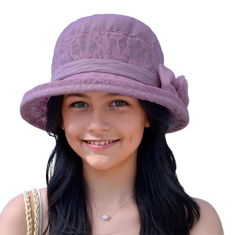Vintage Women’s Cloche Hat with Floral Detail – Elegant Wide Brim Bowler Hat for Summer Church, Weddings & Outings