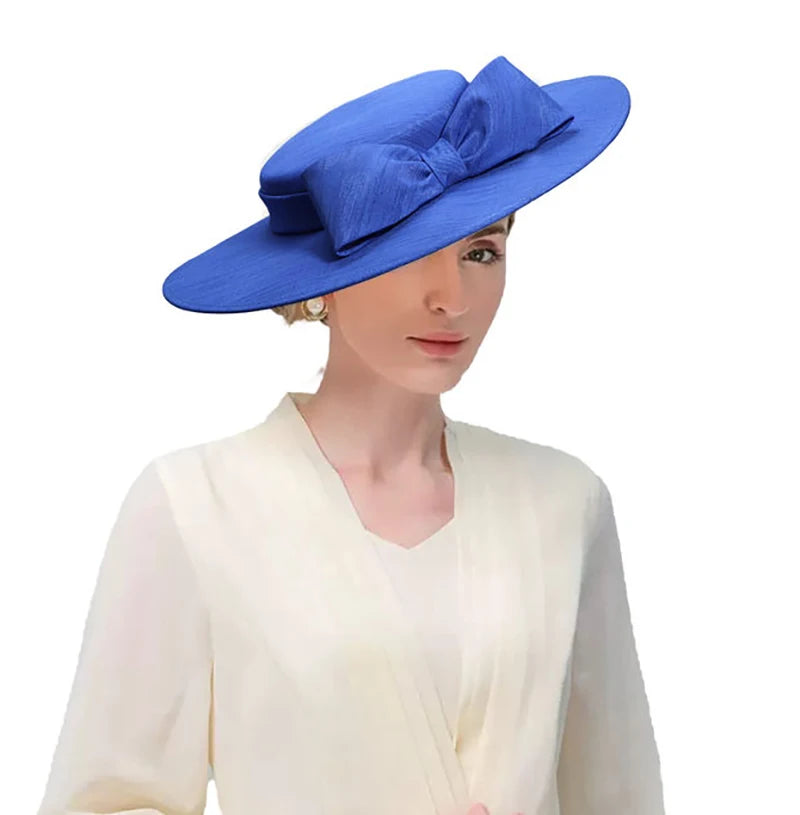 Wide Brim Church Fascinator Hat β Elegant Big Bowknot Fedora for Women, Kentucky Derby, Weddings & Tea Parties