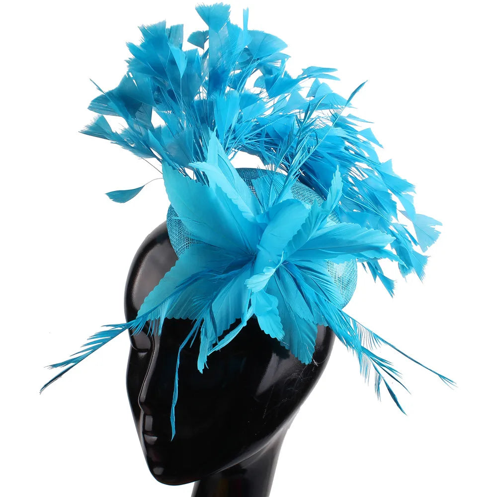 Elegant Red Wedding Fascinator Hat β Imitation Sinamay Feather Headpiece, Vintage Bridal Hair Accessory for Women