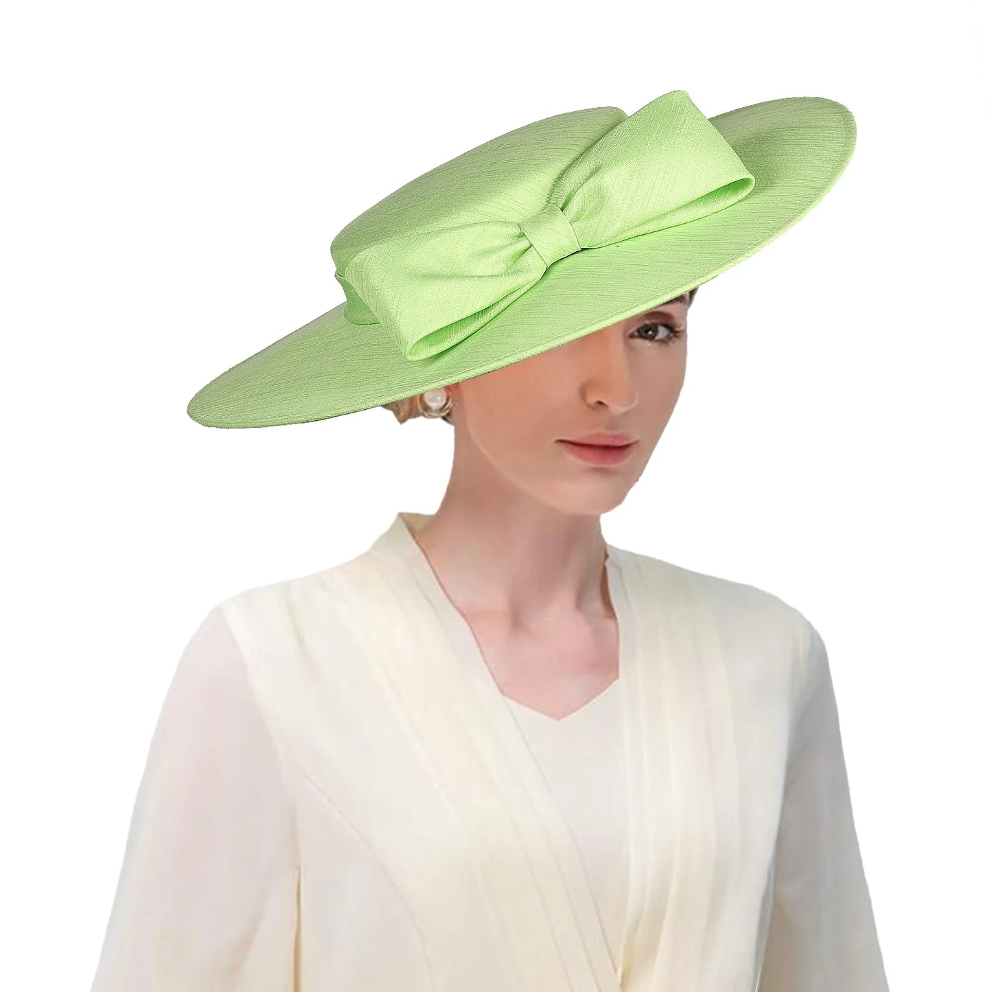 Wide Brim Church Fascinator Hat β Elegant Big Bowknot Fedora for Women, Kentucky Derby, Weddings & Tea Parties