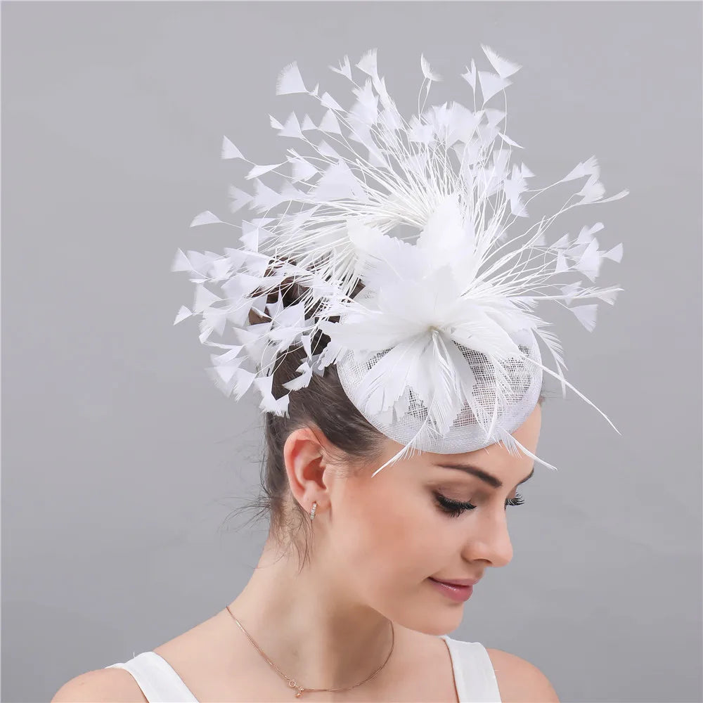 Elegant Red Wedding Fascinator Hat β Imitation Sinamay Feather Headpiece, Vintage Bridal Hair Accessory for Women