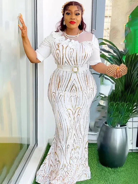 2025 Elegant Sequin Mermaid Gown – Luxury African Dubai Wedding & Evening Dress
