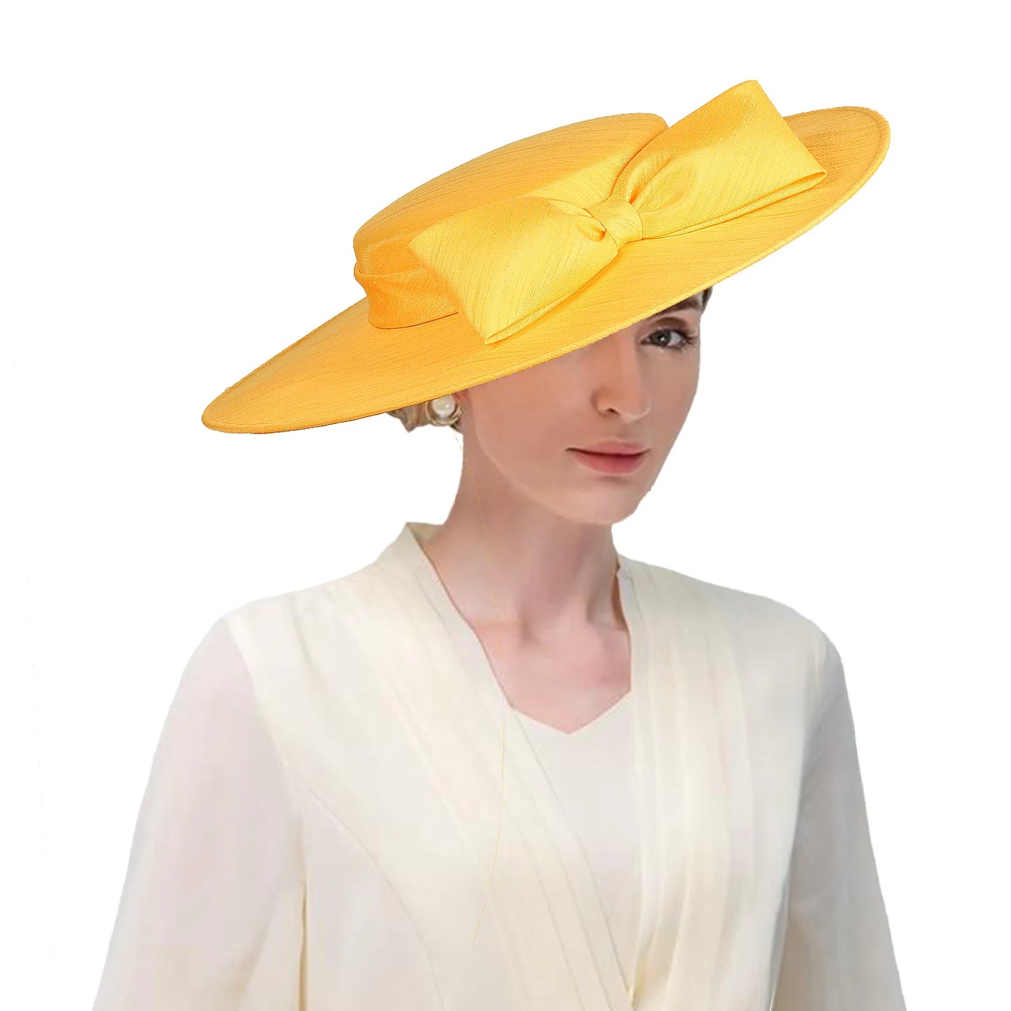Wide Brim Church Fascinator Hat β Elegant Big Bowknot Fedora for Women, Kentucky Derby, Weddings & Tea Parties