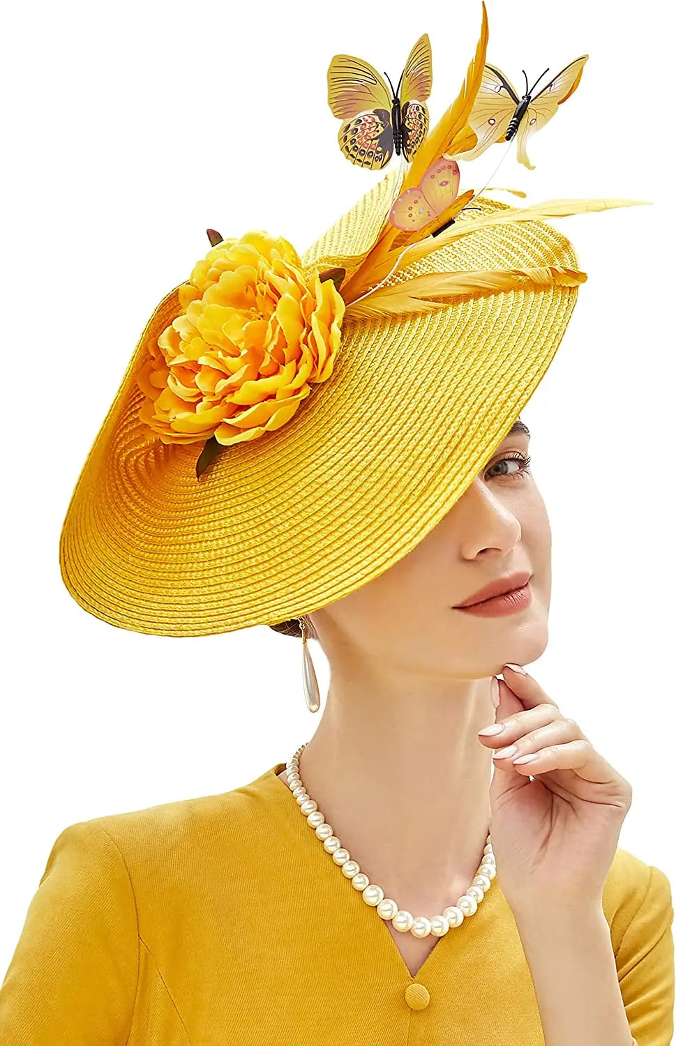 Elegant Butterfly & Floral Fascinator Hat – Women’s Tea Party, Kentucky Derby, Church Pillbox Headpiece with Headband