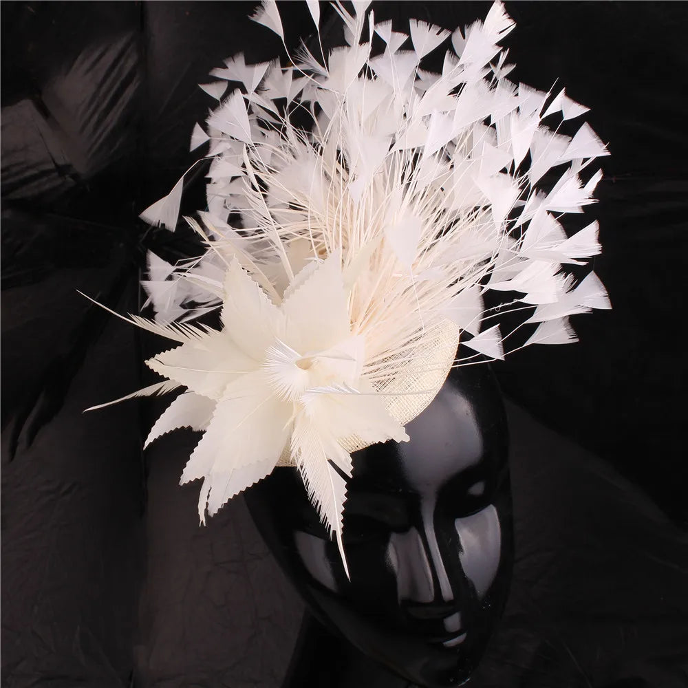 Elegant Red Wedding Fascinator Hat β Imitation Sinamay Feather Headpiece, Vintage Bridal Hair Accessory for Women