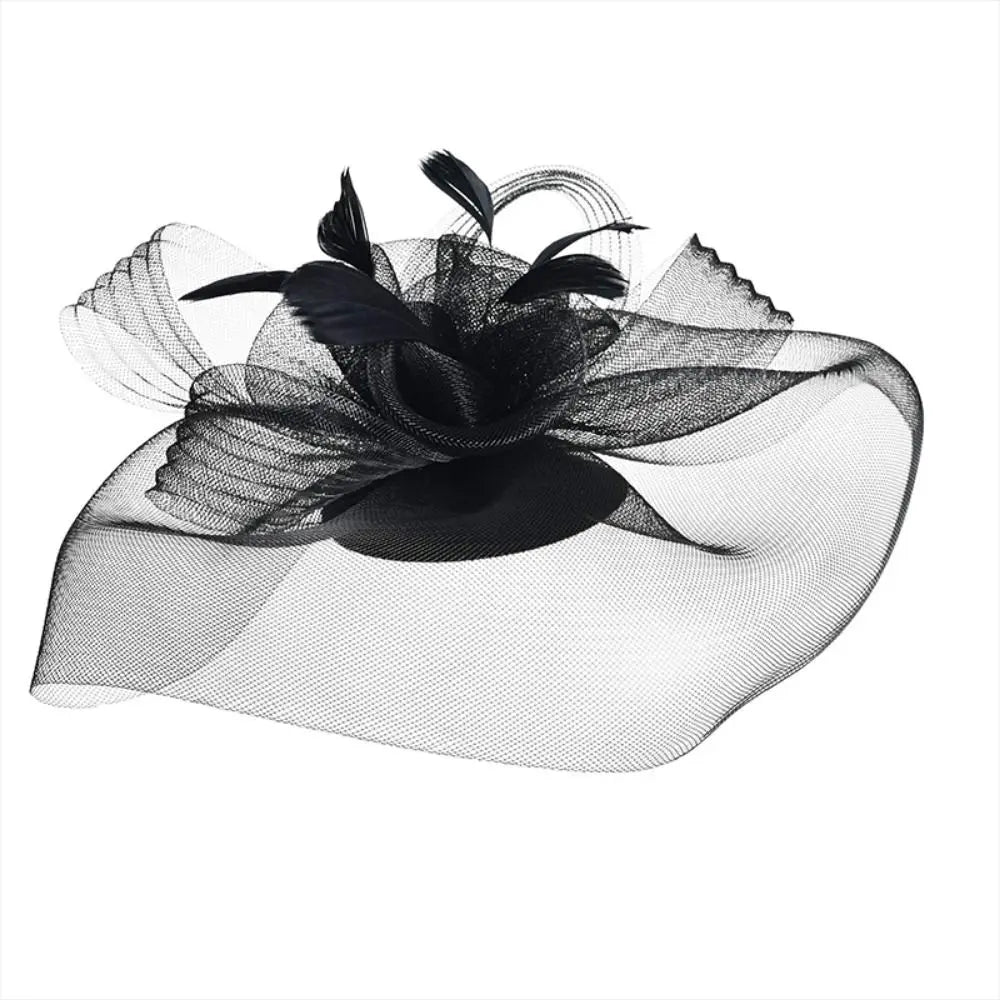 Handmade Lace & Feather Fascinator – Elegant Bow Hair Clip for Weddings & Special Events