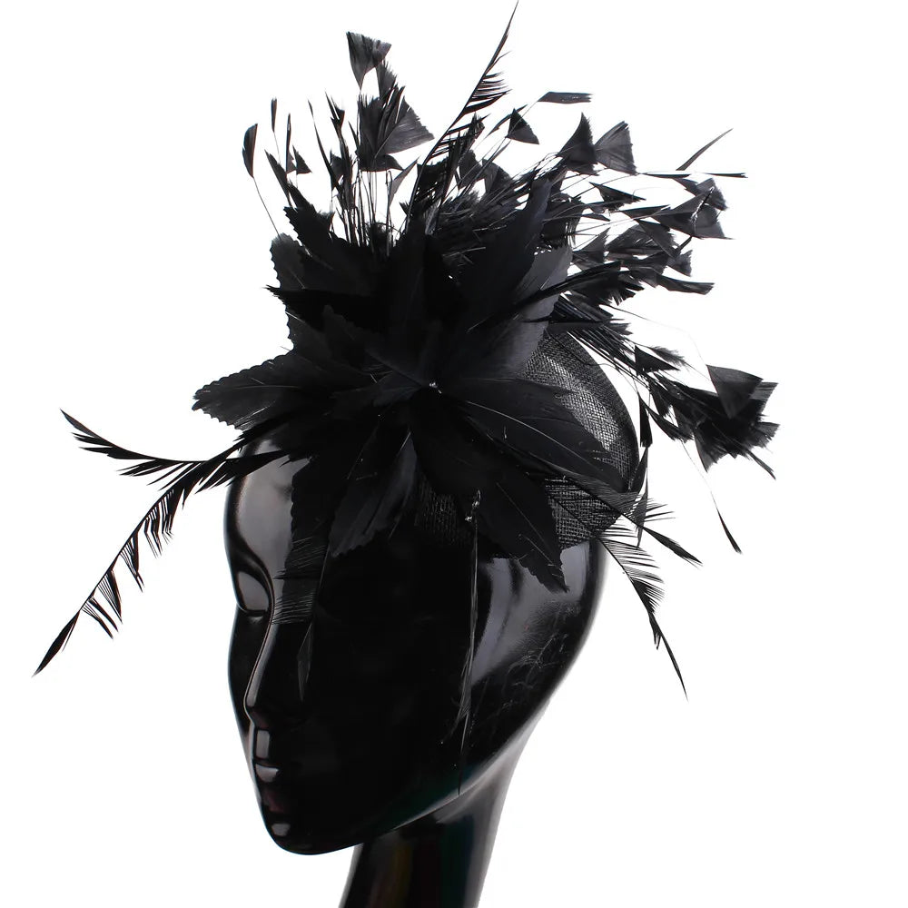 Elegant Red Wedding Fascinator Hat β Imitation Sinamay Feather Headpiece, Vintage Bridal Hair Accessory for Women