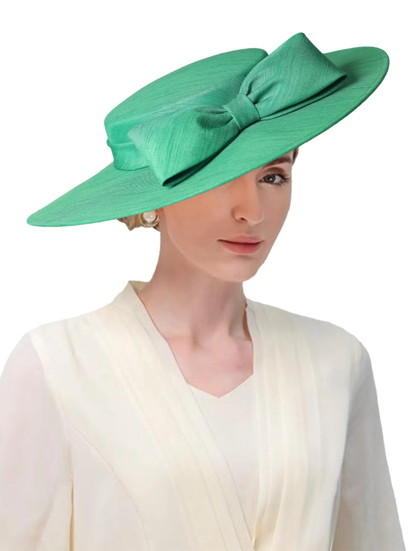 Wide Brim Church Fascinator Hat β Elegant Big Bowknot Fedora for Women, Kentucky Derby, Weddings & Tea Parties