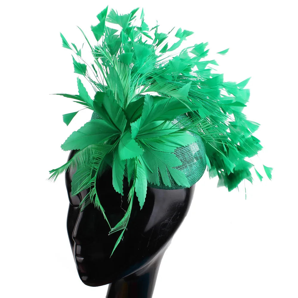 Elegant Red Wedding Fascinator Hat β Imitation Sinamay Feather Headpiece, Vintage Bridal Hair Accessory for Women