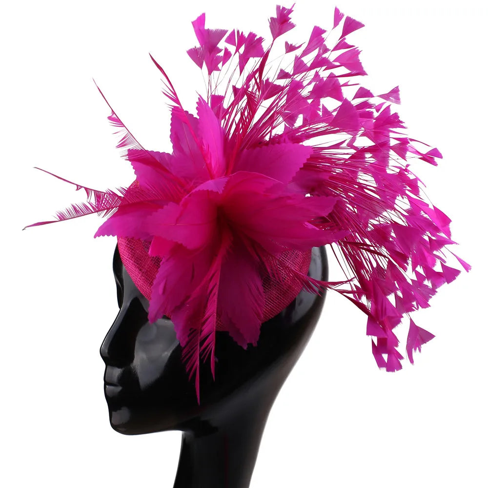 Elegant Red Wedding Fascinator Hat β Imitation Sinamay Feather Headpiece, Vintage Bridal Hair Accessory for Women