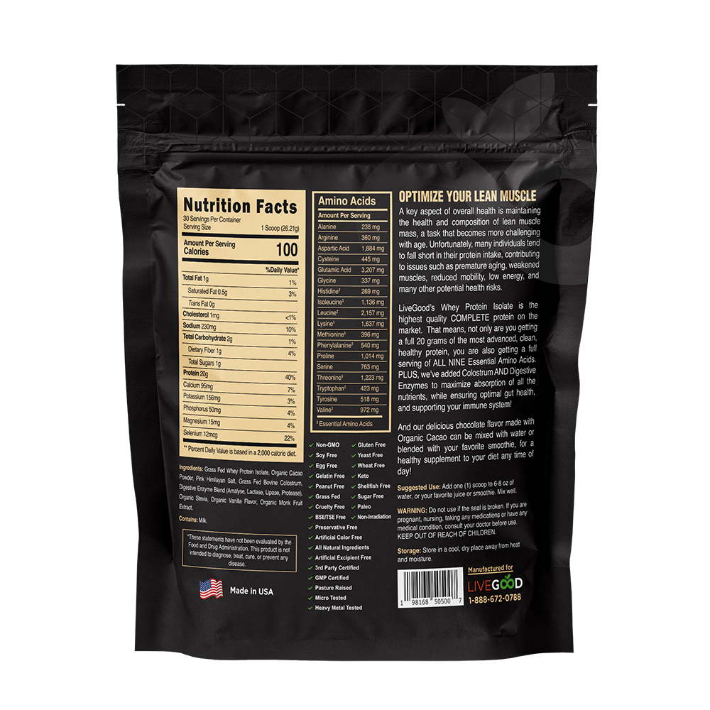 LiveGood Whey Protein Isolate with Colostrum