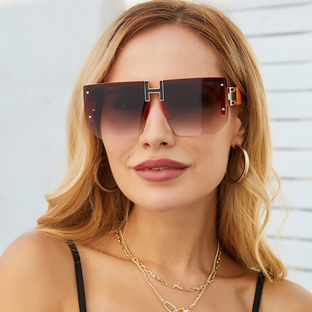 Rimless Square Frame Luxury Sunglasses UV 400