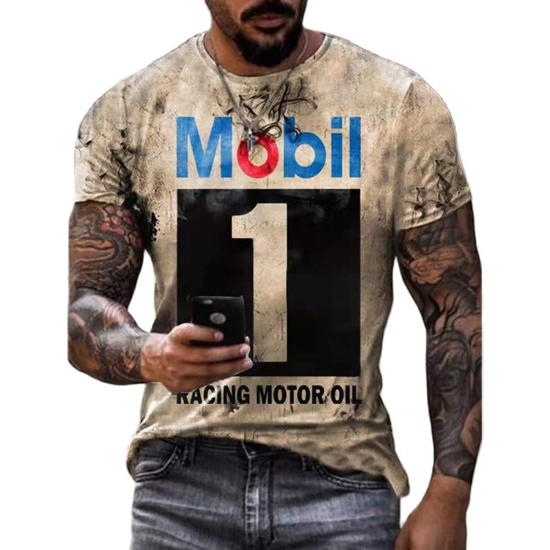T shirts 3d Castrol Print Short Sleeve Letter Tops Fashion Oil