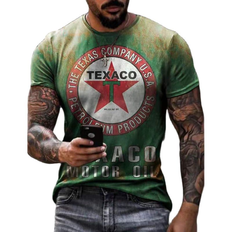 T shirts 3d Castrol Print Short Sleeve Letter Tops Fashion Oil