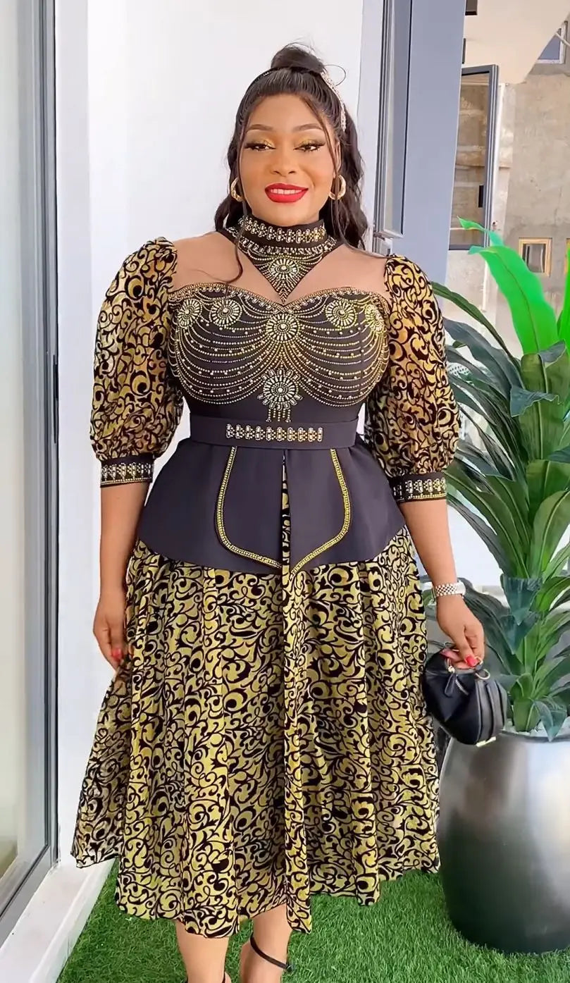 Elegant African Wedding Party Dresses for Women 2024 Plus Size Dashiki Ankara