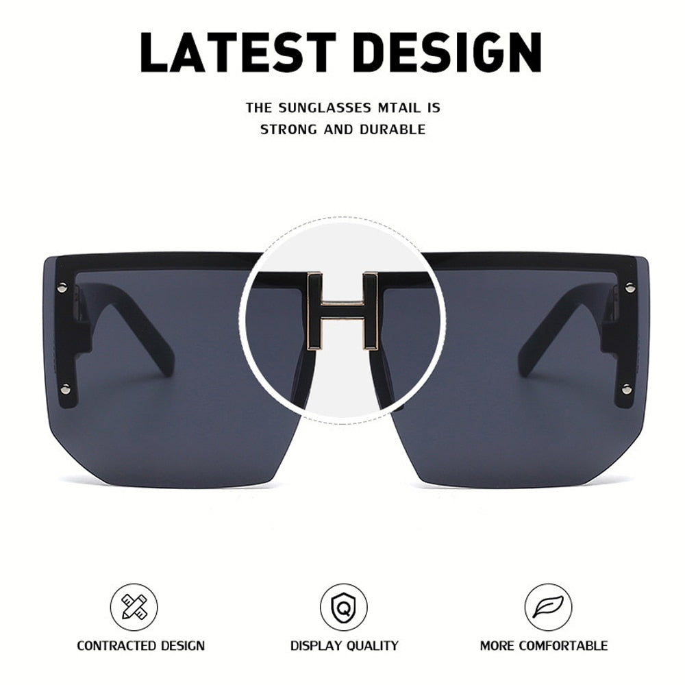 Rimless Square Frame Luxury Sunglasses UV 400