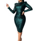 Sequined Bodycon O-neck Party Dress for Women