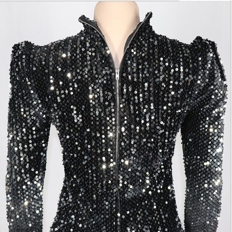 Puff Sleeve Sequined Long Maxi Dress for Women