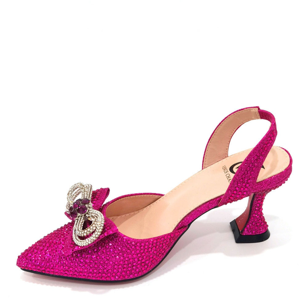 Pointed Sandals Shoes with Designer Bag for Women