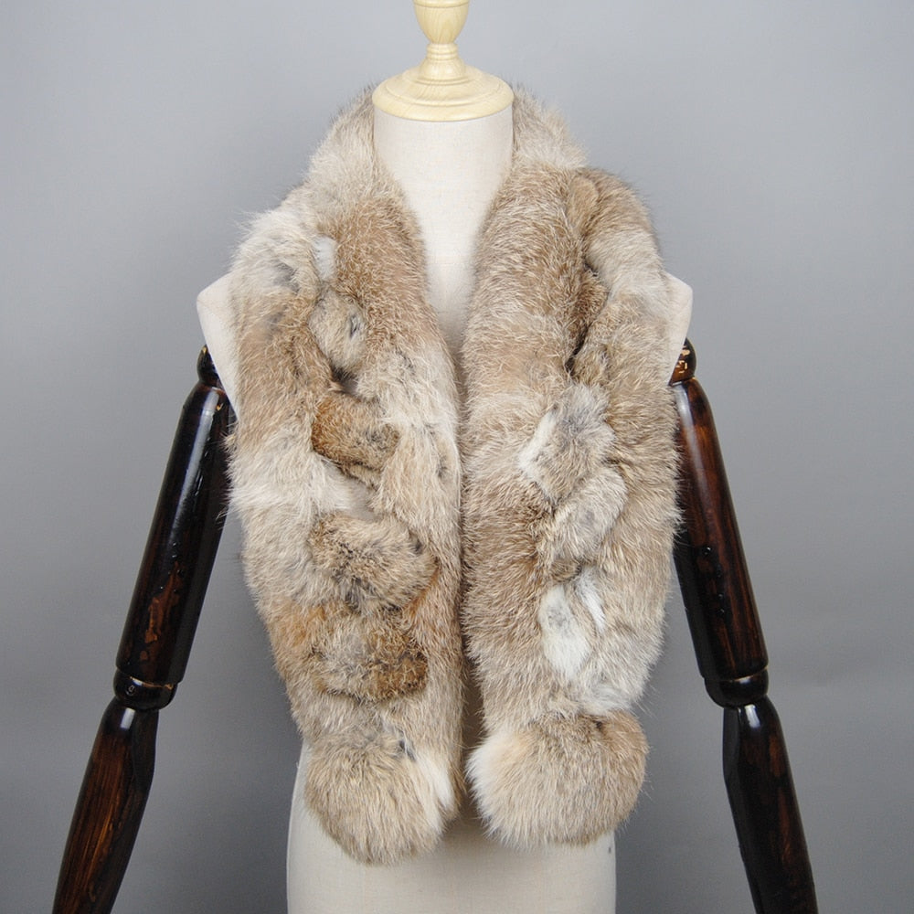 Winter Scarf Fluffy Pompoms Fur Scarves