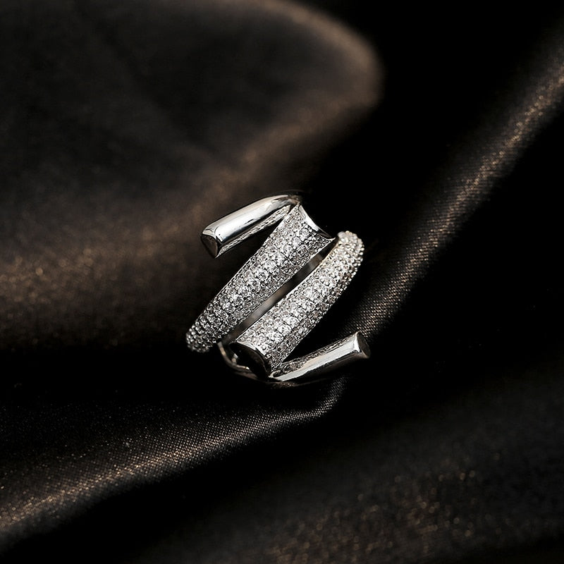 Zircon Metal Cross Opening Ring