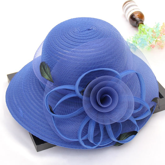 Elegant Flower Organza Hat For Women