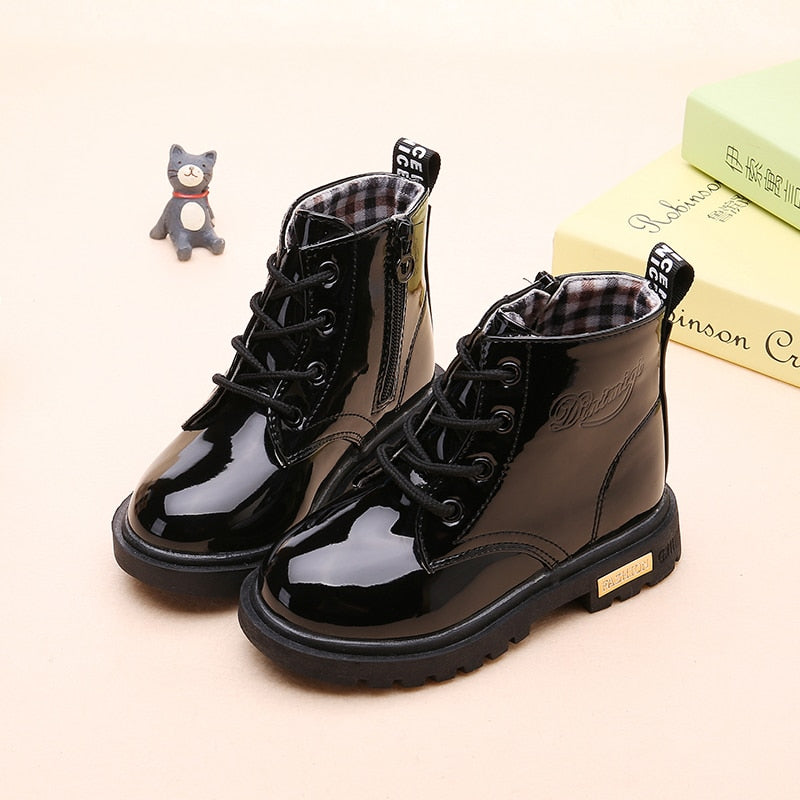 Leather Waterproof Boots Shoes for Girls