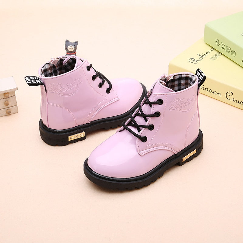 Leather Waterproof Boots Shoes for Girls