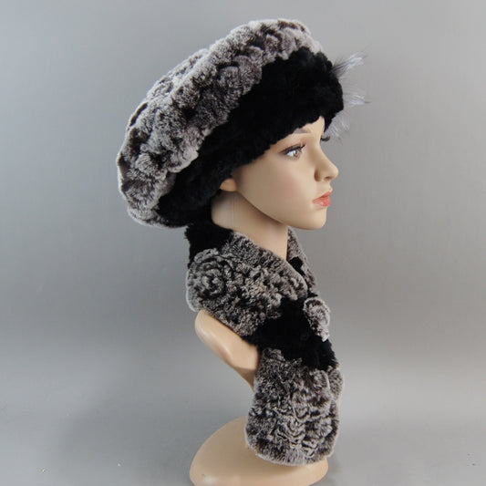 Fur Hat Scarves Set with Scarf