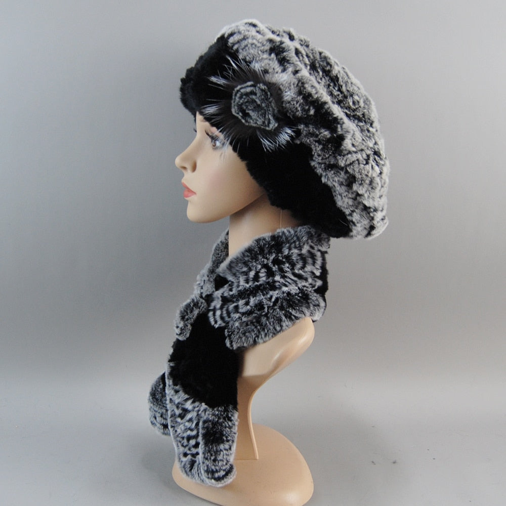 Fur Hat Scarves Set with Scarf