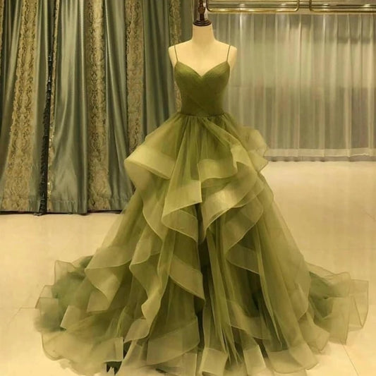 Olive Green Elegant Prom Dress