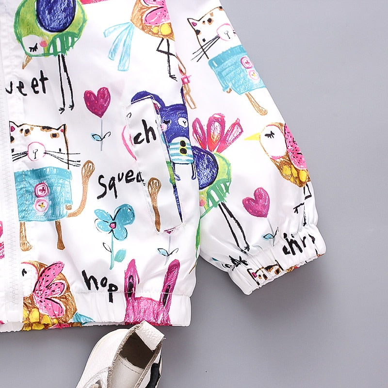 Cartoon Print Jacket Coat for Girls