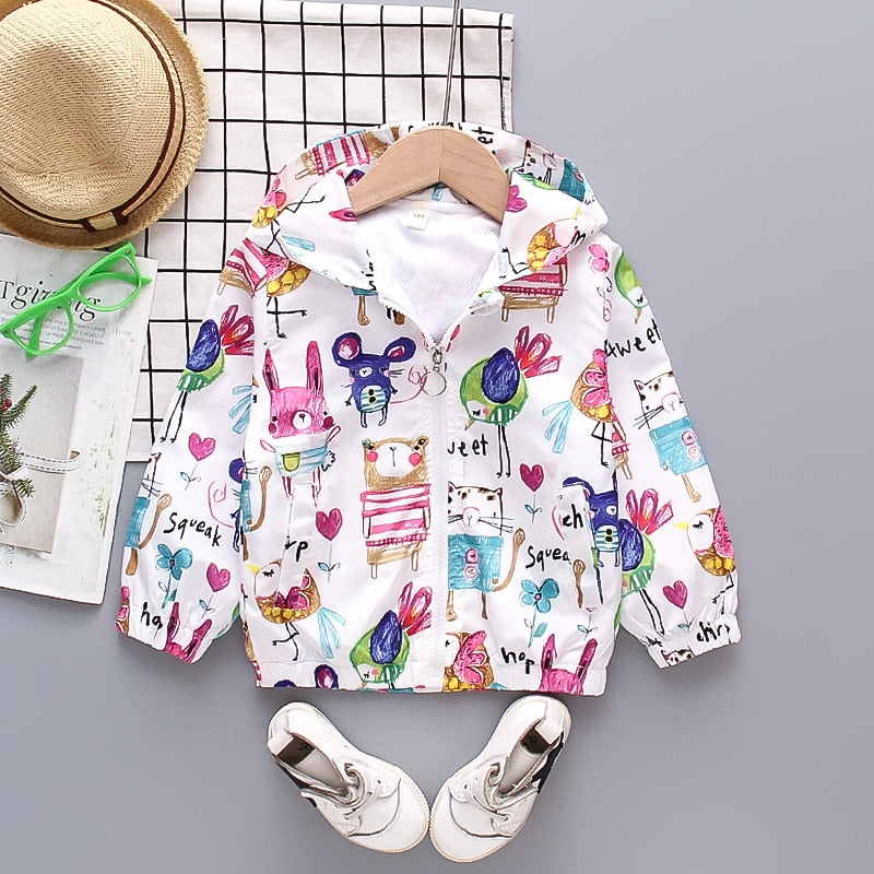 Cartoon Print Jacket Coat for Girls