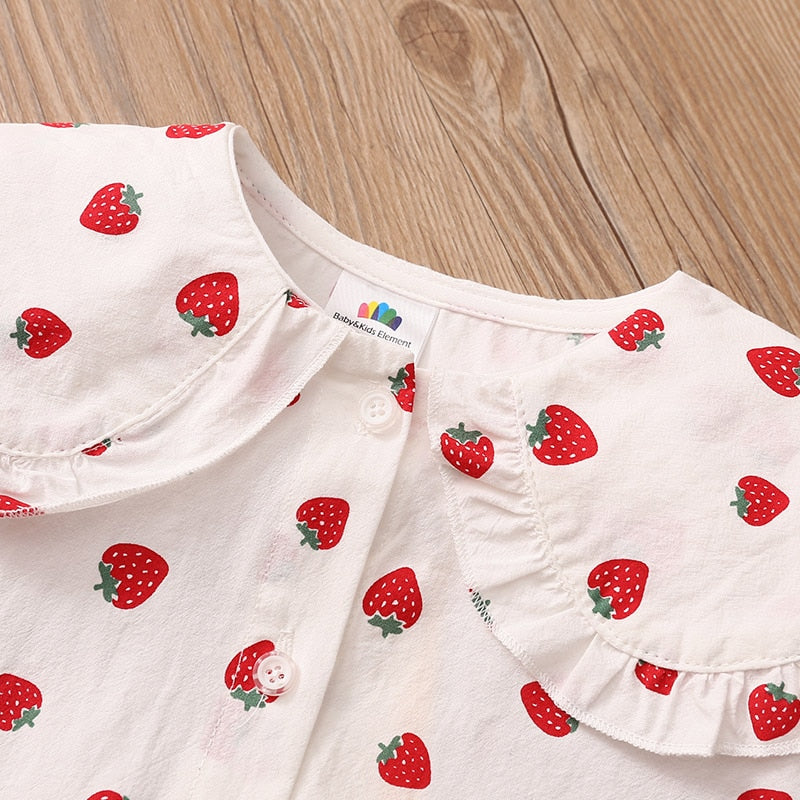Collar Full Print Long Sleeve Blouse Top for Girls