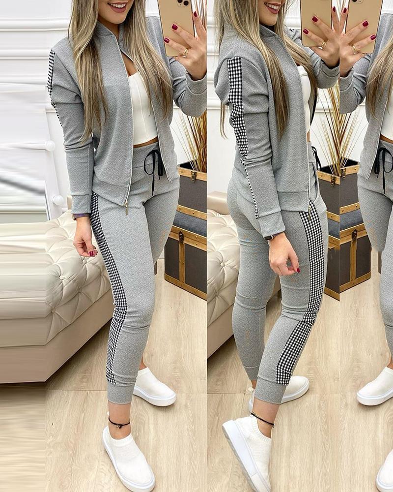 Zipper Jacket + long Pants Sports Tracksuit for Women